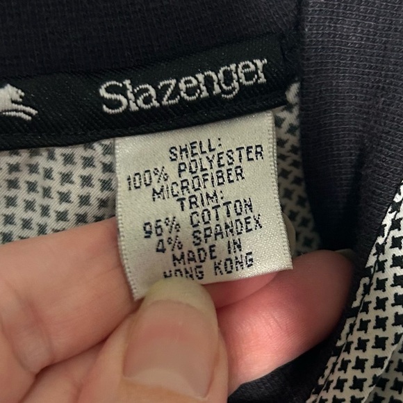 Slazenger Vintage Paisley V-Neck Golf Pullover Windbreaker Black White Medium - Picture 5 of 13